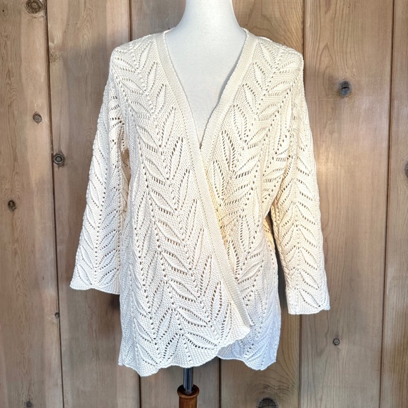 Parkhurst Wrap Lace Knit Sweater 100% Cotton Size M - Picture 1 of 11